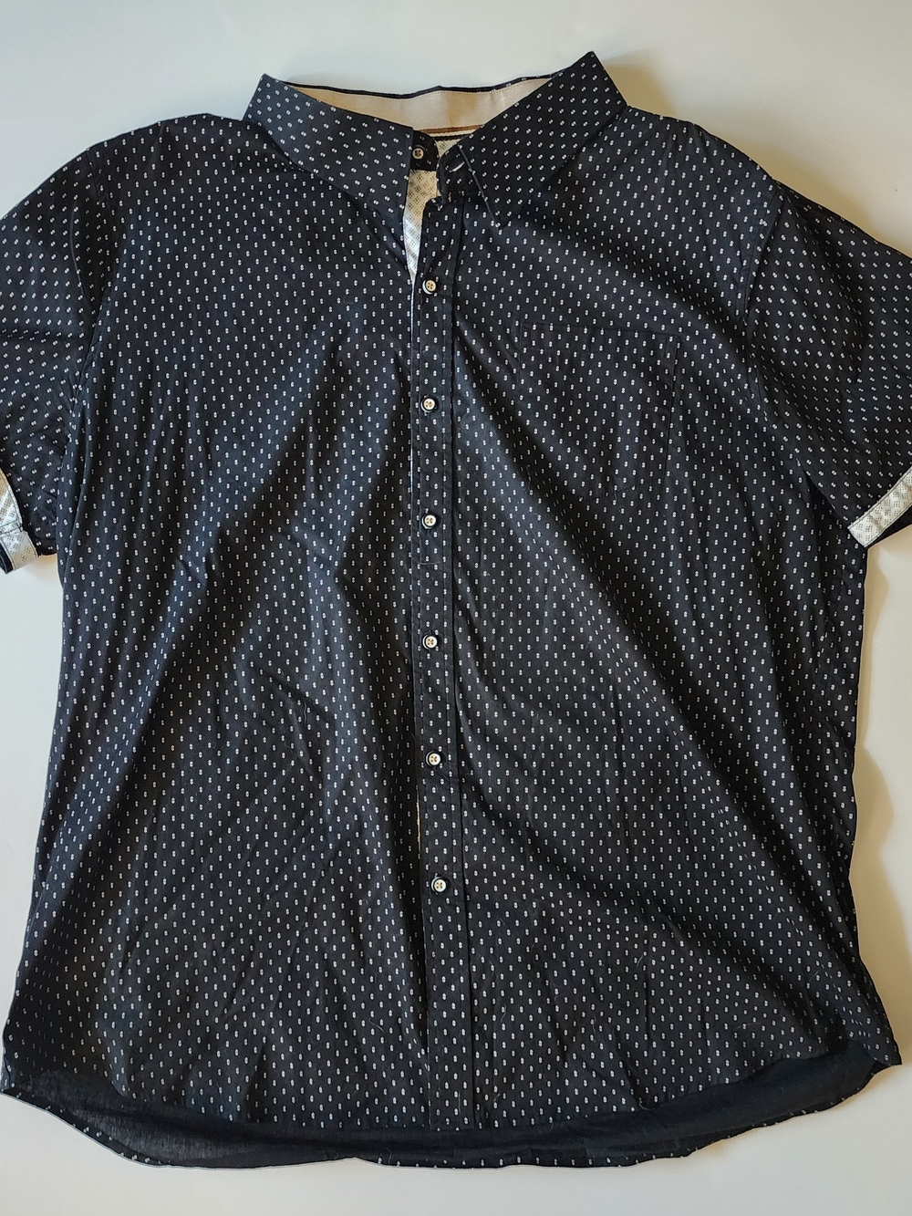 CRAFT + FLOW Mens size XXL short sleeve button up black collared shirt